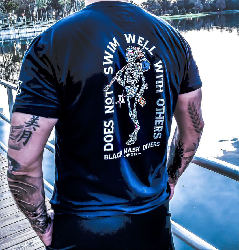 Does Not Swim Well With Others T-shirt - Navy